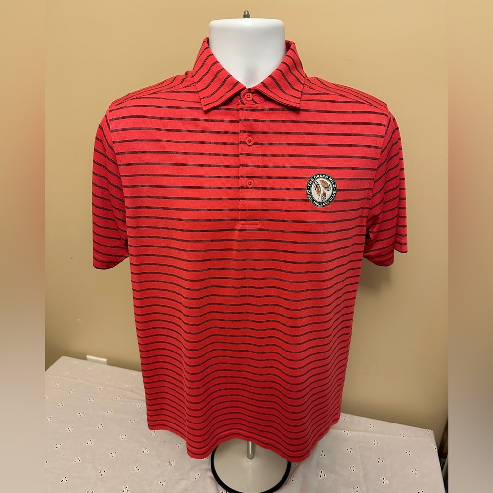 PGA Authentic Performance Polo With Quail Hollow Club The Green Mile Small Red